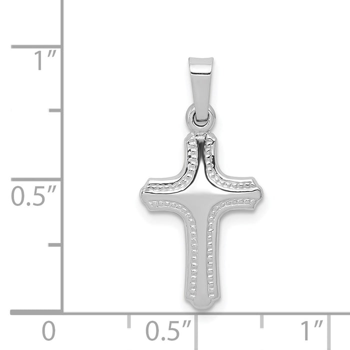 Million Charms 14K White Gold Themed Polished Fancy Relgious Cross Pendant