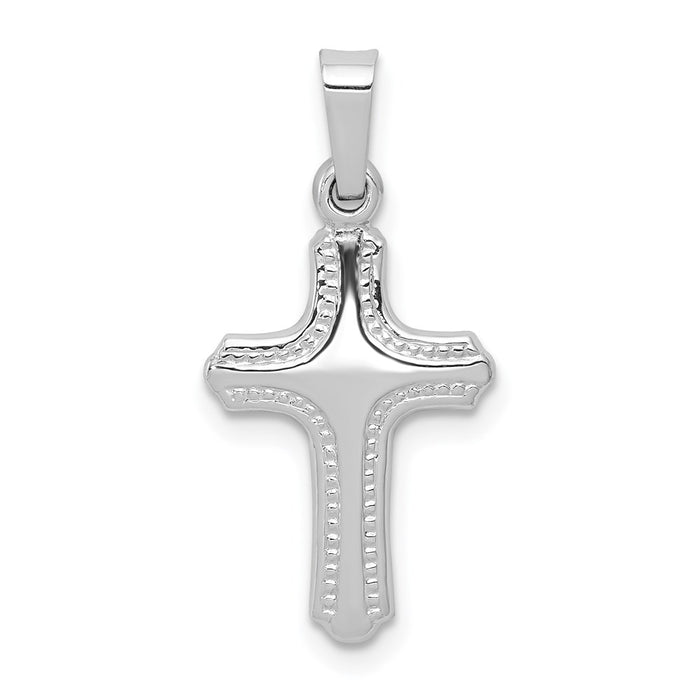Million Charms 14K White Gold Themed Polished Fancy Relgious Cross Pendant