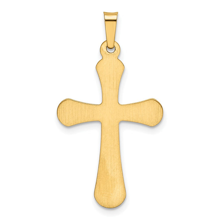 Million Charms 14K Yellow Gold Themed Polished Rounded Relgious Cross Pendant