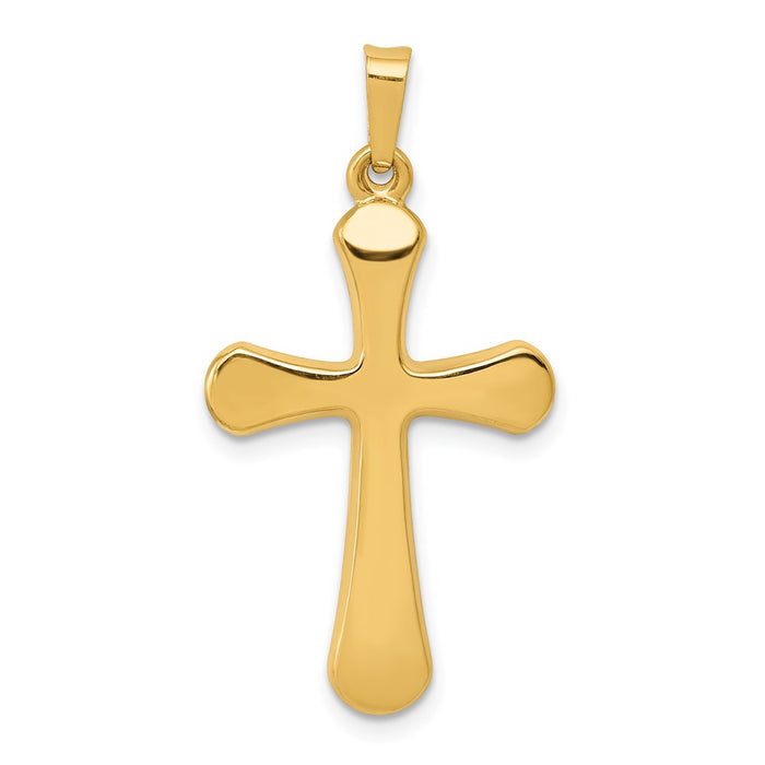 Million Charms 14K Yellow Gold Themed Polished Rounded Relgious Cross Pendant