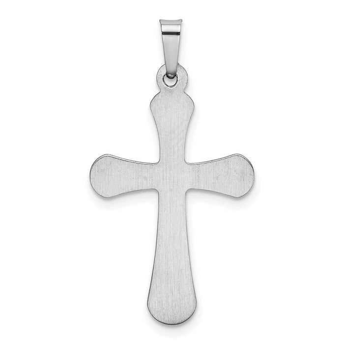 Million Charms 14K White Gold Themed Polished Rounded Relgious Cross Pendant