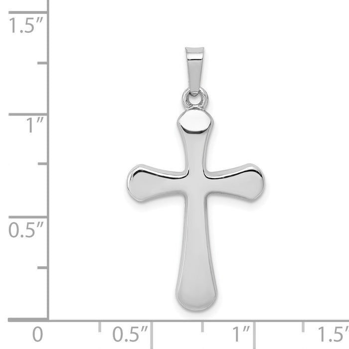 Million Charms 14K White Gold Themed Polished Rounded Relgious Cross Pendant