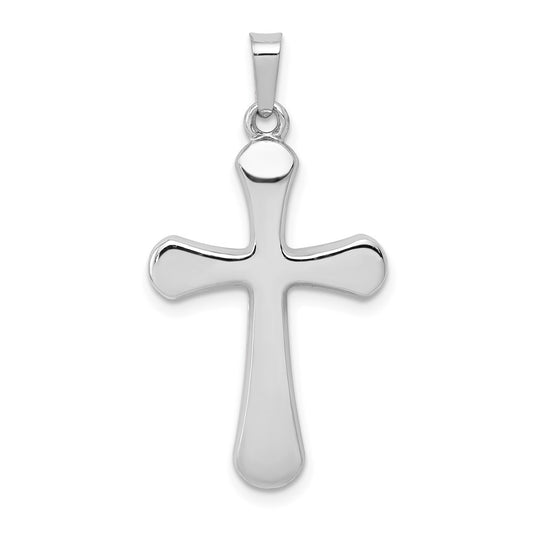 Million Charms 14K White Gold Themed Polished Rounded Relgious Cross Pendant