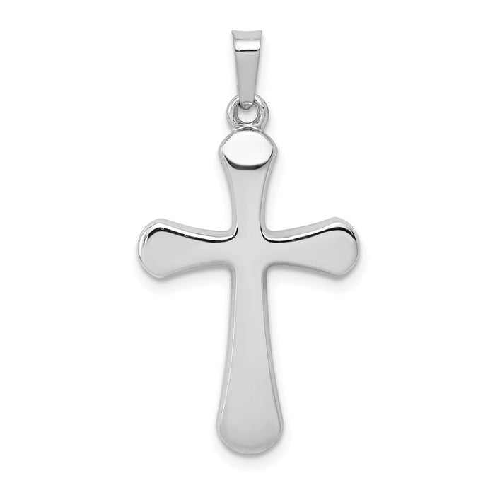 Million Charms 14K White Gold Themed Polished Rounded Relgious Cross Pendant