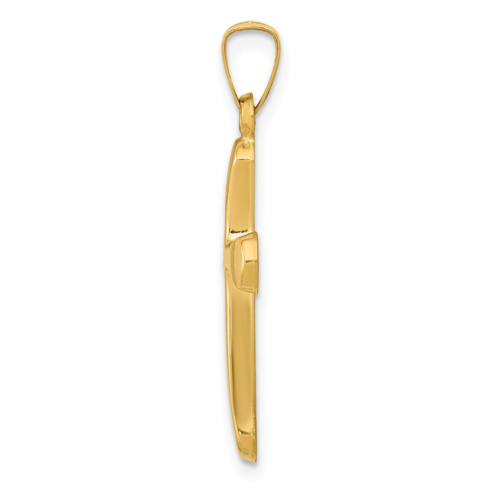 Million Charms 14K Yellow Gold Themed Polished Rounded Relgious Cross Pendant