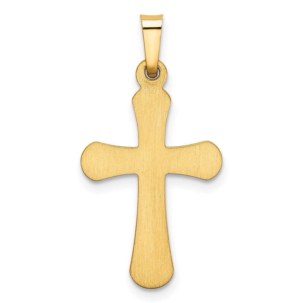 Million Charms 14K Yellow Gold Themed Polished Rounded Relgious Cross Pendant