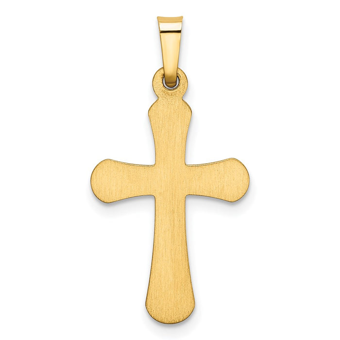 Million Charms 14K Yellow Gold Themed Polished Rounded Relgious Cross Pendant