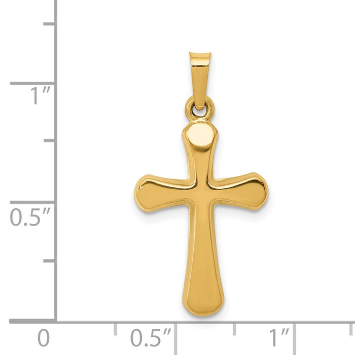 Million Charms 14K Yellow Gold Themed Polished Rounded Relgious Cross Pendant