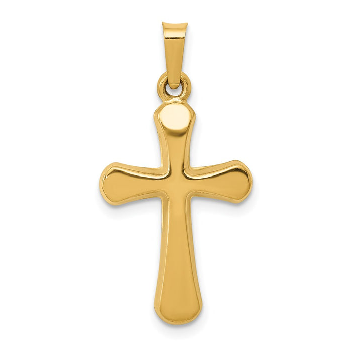 Million Charms 14K Yellow Gold Themed Polished Rounded Relgious Cross Pendant