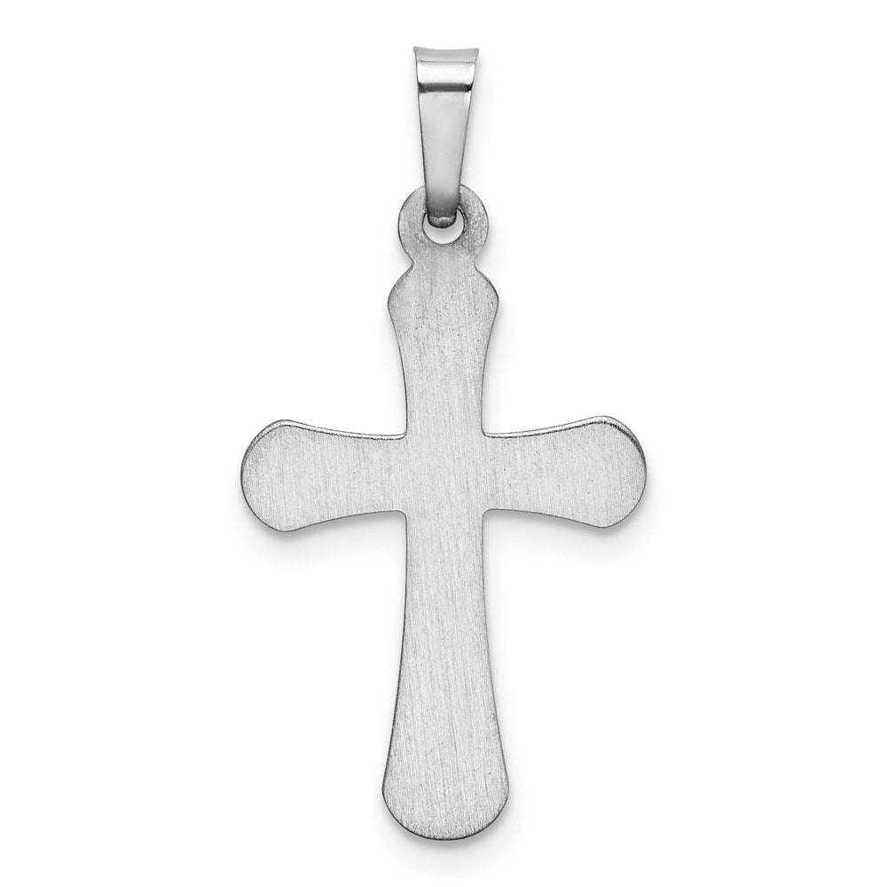 Million Charms 14K White Gold Themed Polished Rounded Relgious Cross Pendant