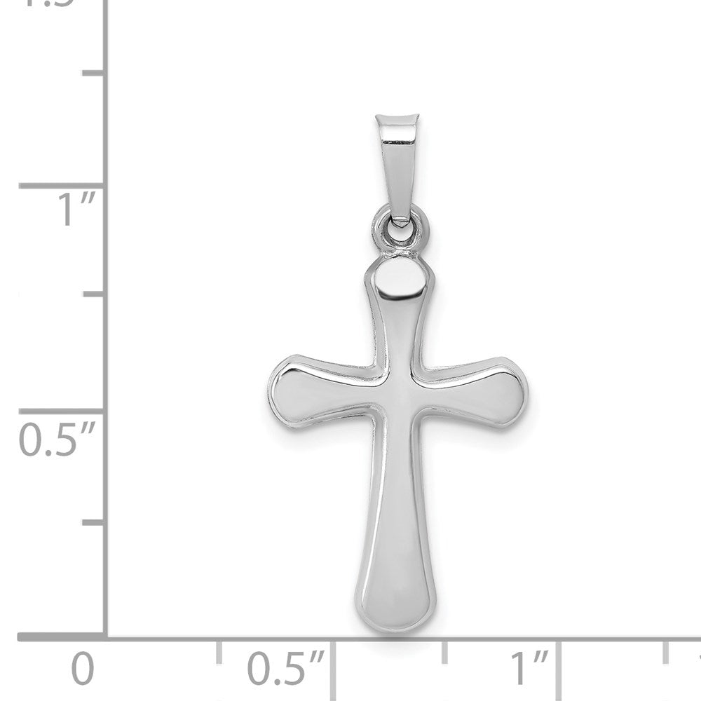 Million Charms 14K White Gold Themed Polished Rounded Relgious Cross Pendant