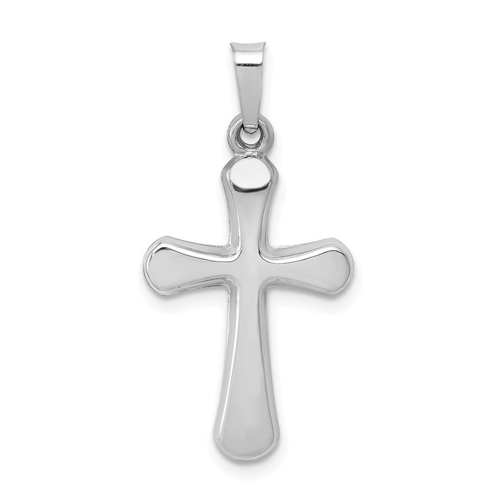 Million Charms 14K White Gold Themed Polished Rounded Relgious Cross Pendant