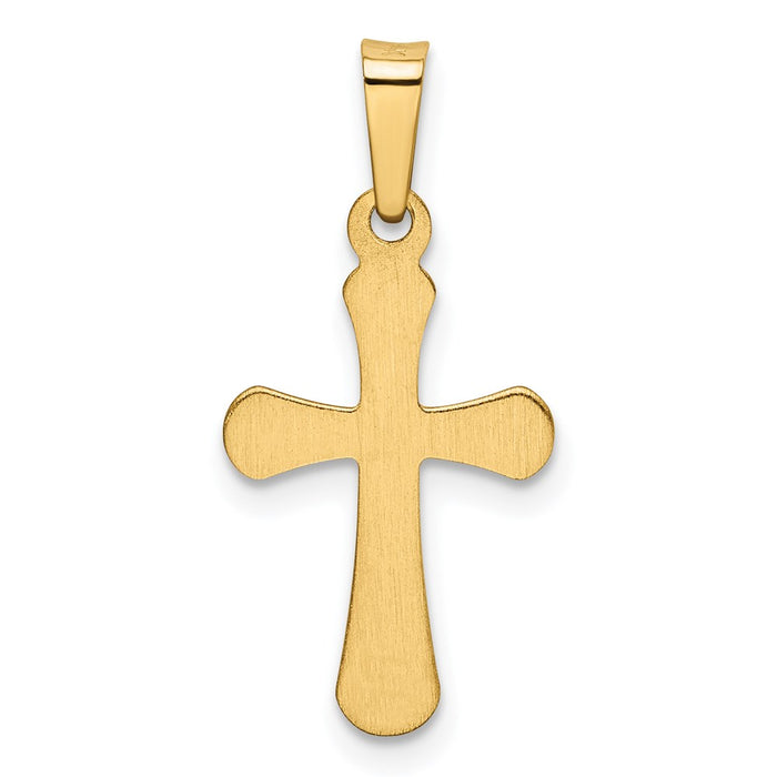 Million Charms 14K Yellow Gold Themed Polished Rounded Relgious Cross Pendant