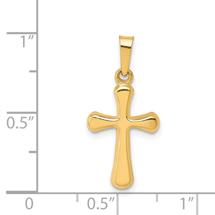 Million Charms 14K Yellow Gold Themed Polished Rounded Relgious Cross Pendant