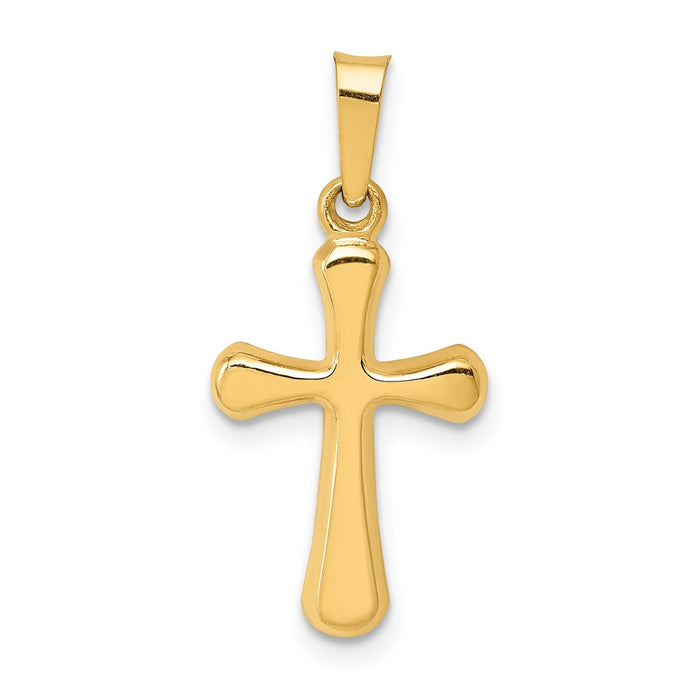 Million Charms 14K Yellow Gold Themed Polished Rounded Relgious Cross Pendant