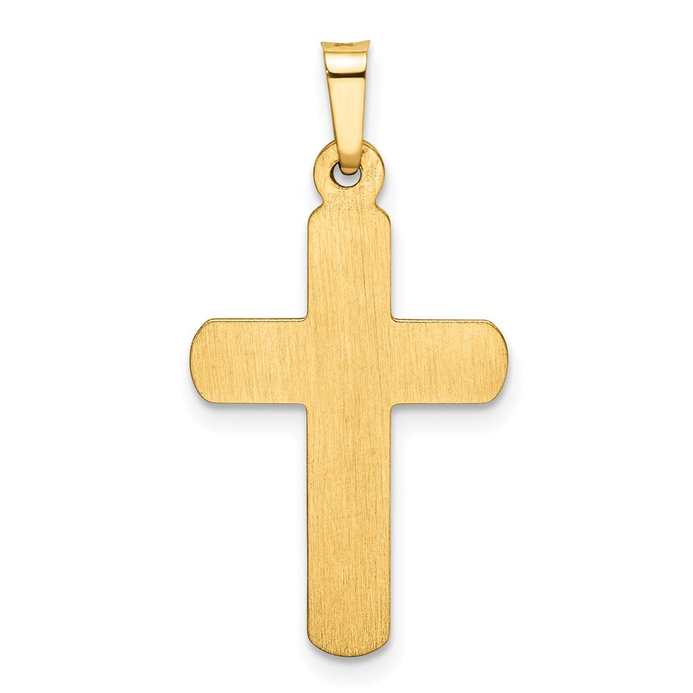 Million Charms 14K Yellow Gold Themed Satin Latin Relgious Cross Pendant