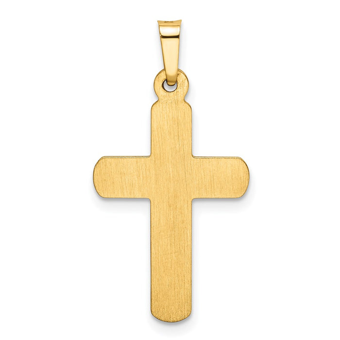 Million Charms 14K Yellow Gold Themed Satin Latin Relgious Cross Pendant