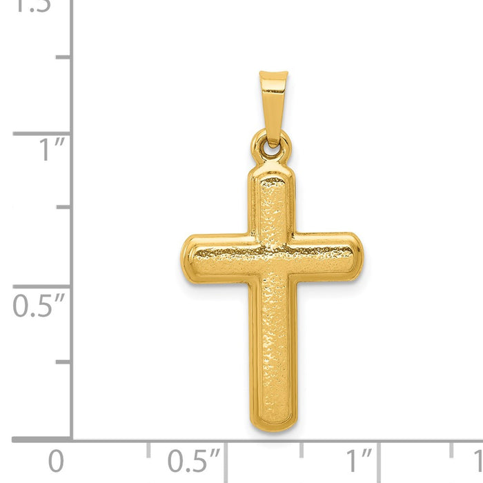 Million Charms 14K Yellow Gold Themed Satin Latin Relgious Cross Pendant