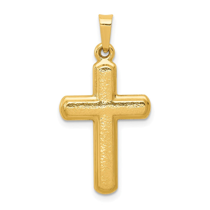 Million Charms 14K Yellow Gold Themed Satin Latin Relgious Cross Pendant