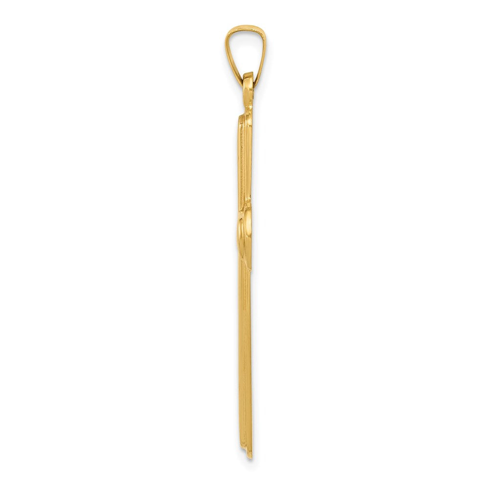 Million Charms 14K Yellow Gold Themed Polished Latin Relgious Cross Pendant
