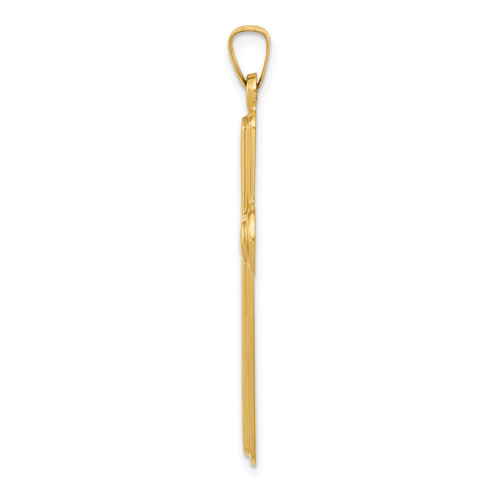Million Charms 14K Yellow Gold Themed Polished Latin Relgious Cross Pendant