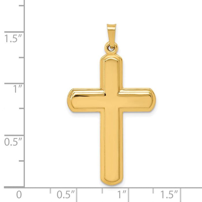 Million Charms 14K Yellow Gold Themed Polished Latin Relgious Cross Pendant