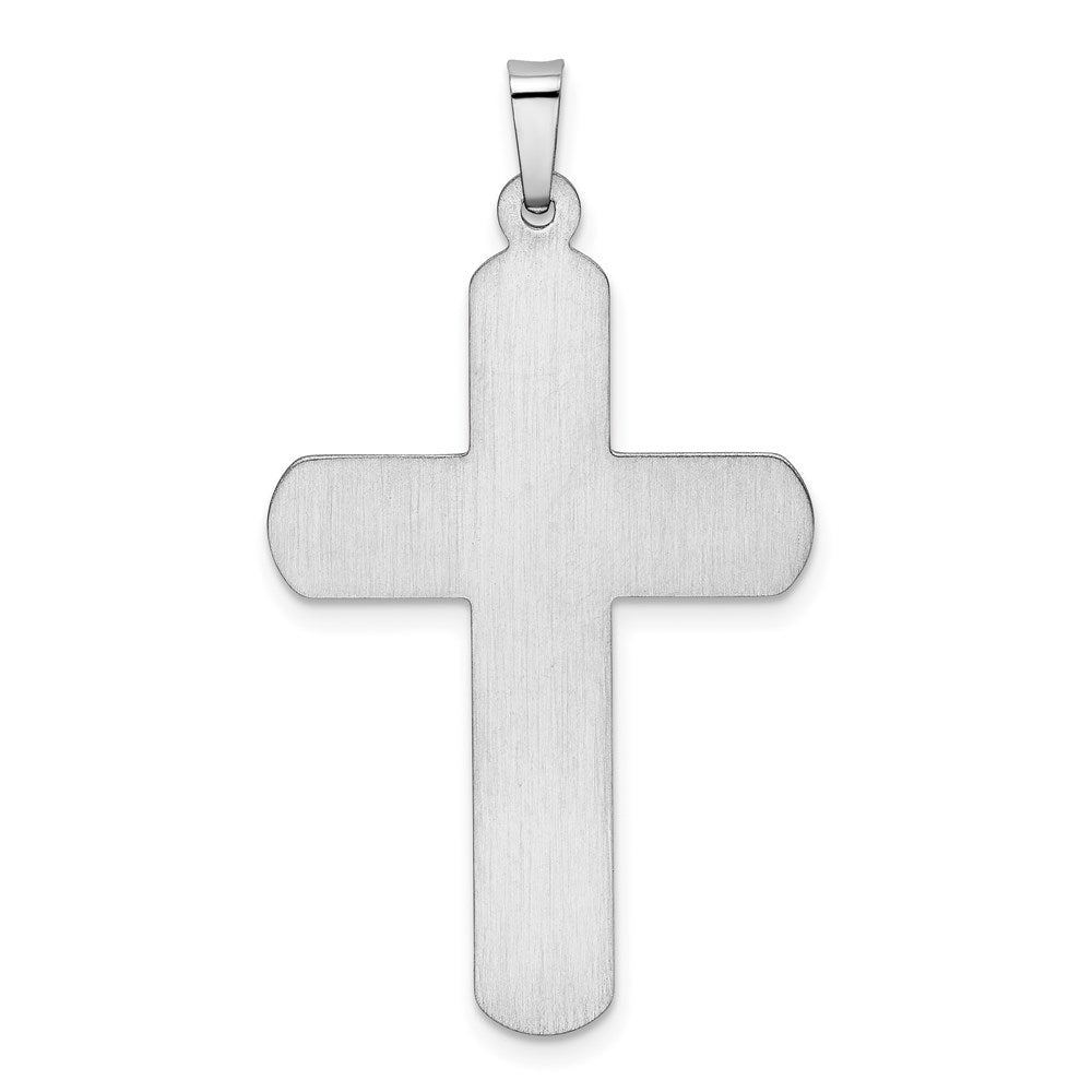 Million Charms 14K White Gold Themed Polished Latin Relgious Cross Pendant