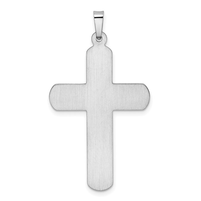 Million Charms 14K White Gold Themed Polished Latin Relgious Cross Pendant