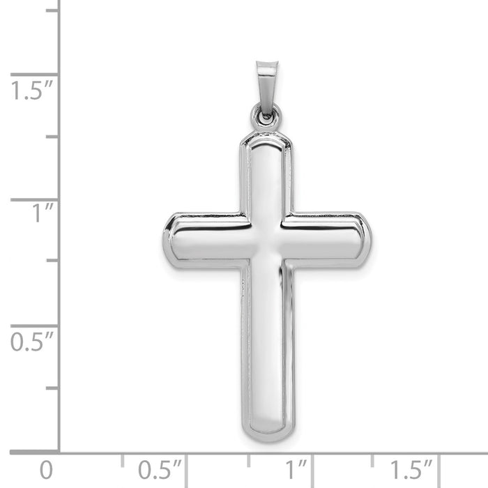 Million Charms 14K White Gold Themed Polished Latin Relgious Cross Pendant