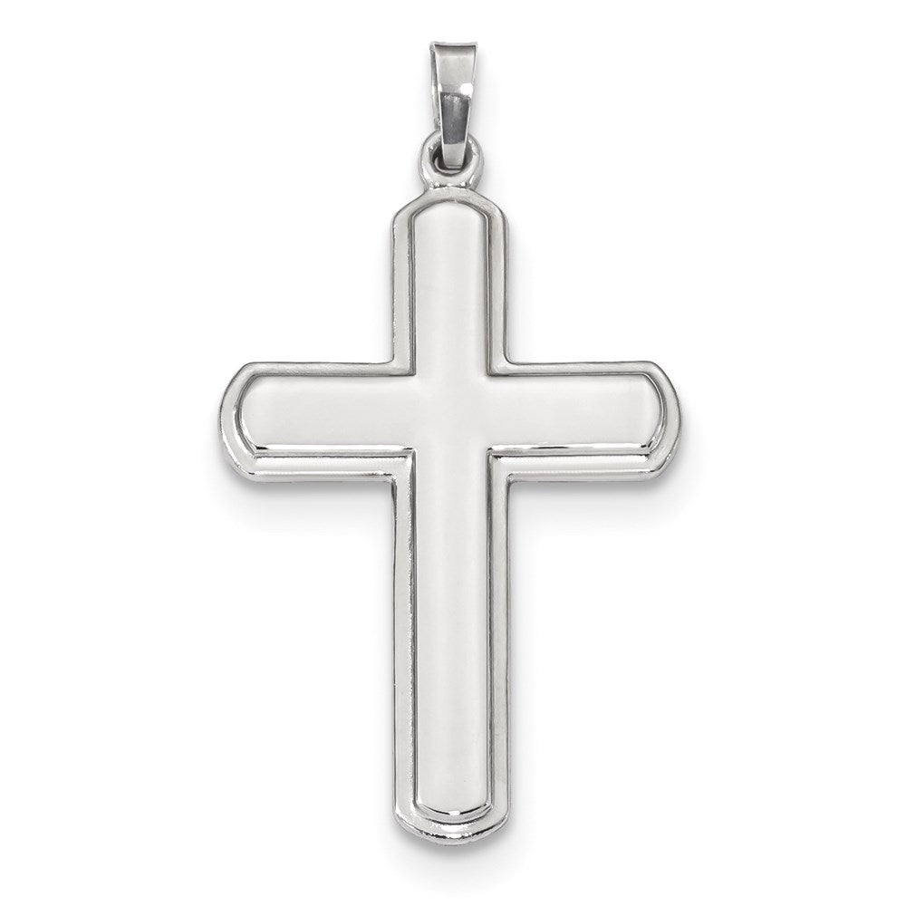 Million Charms 14K White Gold Themed Polished Latin Relgious Cross Pendant