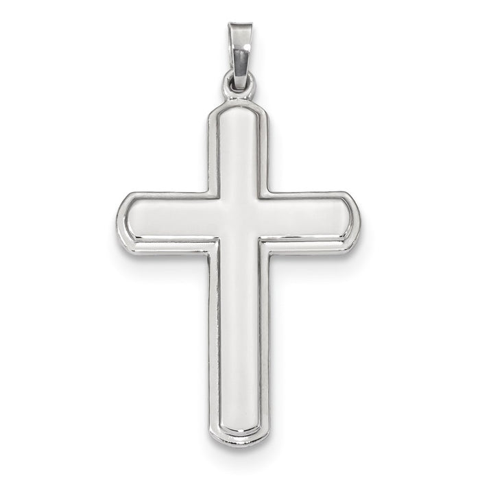 Million Charms 14K White Gold Themed Polished Latin Relgious Cross Pendant