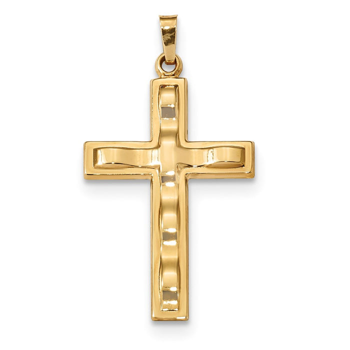 Million Charms 14K Yellow Gold Themed Polished Relgious Cross Pendant