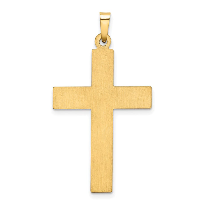 Million Charms 14K Yellow Gold Themed With Rhodium-plated Polished & Satin Relgious Cross Pendant