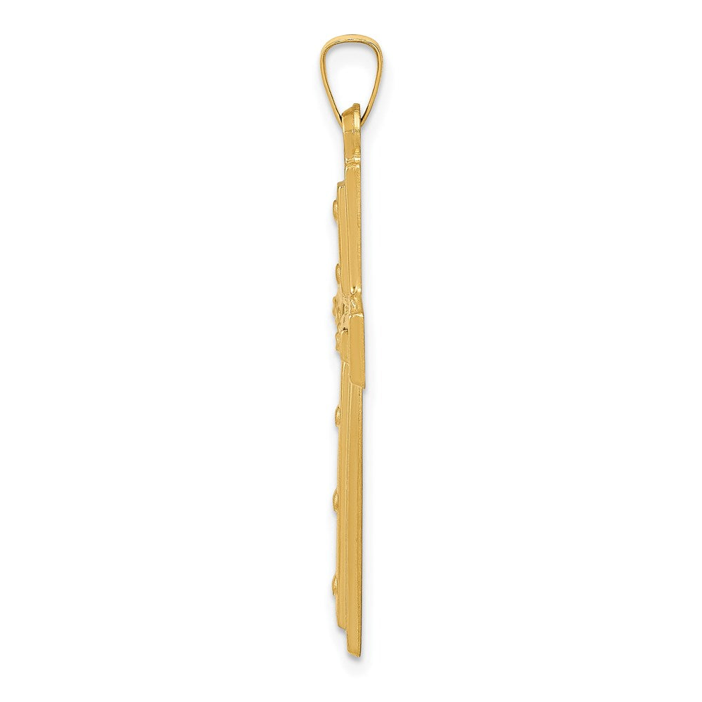Million Charms 14K Yellow Gold Themed Polished Relgious Cross Pendant