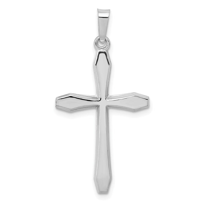 Million Charms 14K White Gold Themed Polished Relgious Cross Pendant