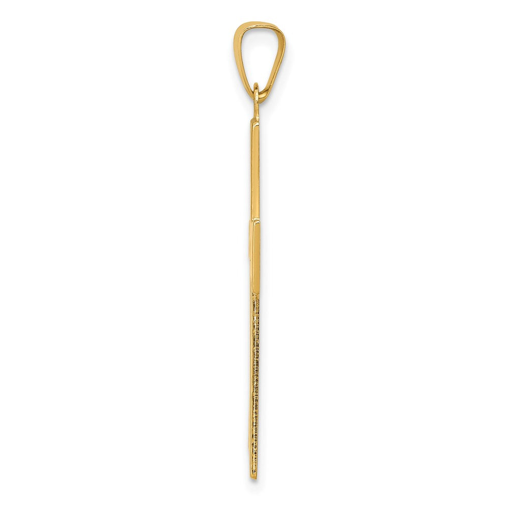 Million Charms 14K Yellow Gold Themed Polished & Satin Geometric Relgious Cross Pendant