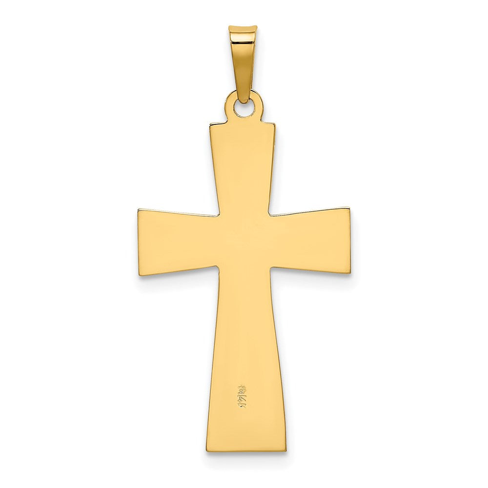Million Charms 14K Yellow Gold Themed Polished & Satin Geometric Relgious Cross Pendant