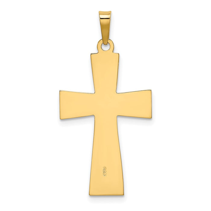 Million Charms 14K Yellow Gold Themed Polished & Satin Geometric Relgious Cross Pendant