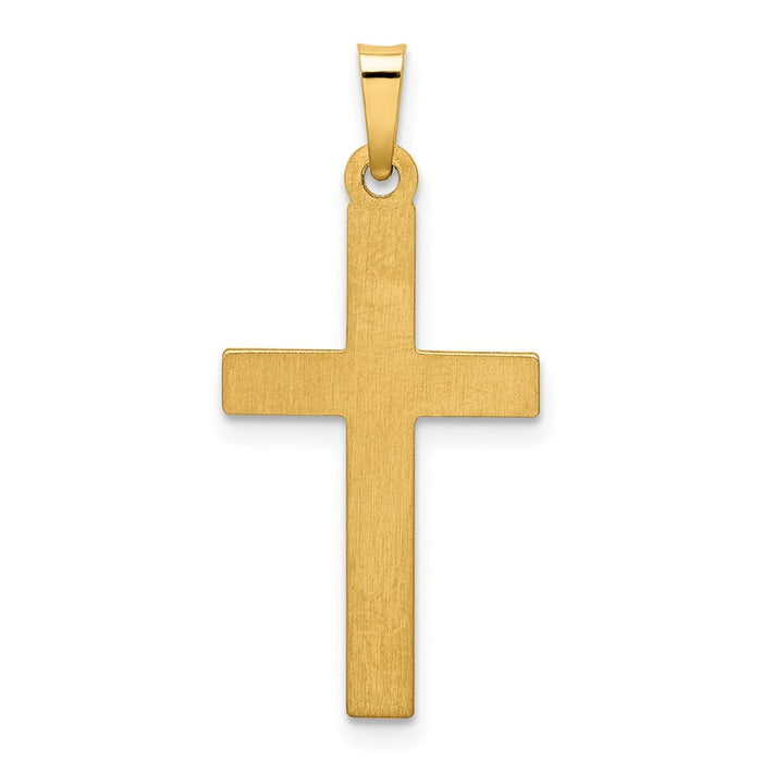 Million Charms 14K Yellow Gold Themed Polished Lattice Textured Relgious Cross Pendant