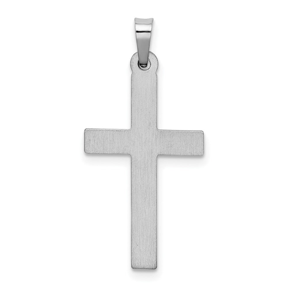 Million Charms 14K White Gold Themed Polished Lattice Relgious Cross Pendant