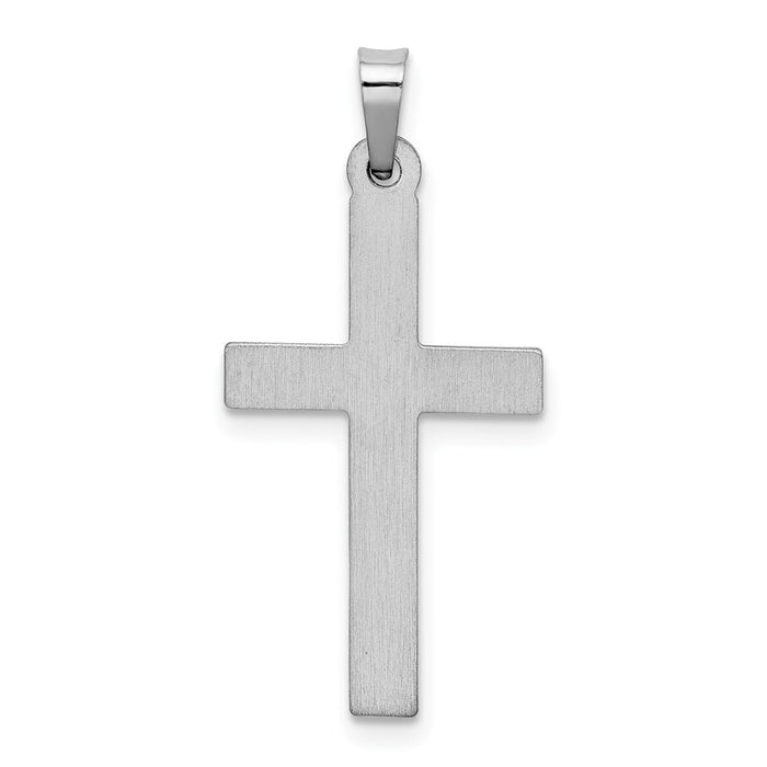 Million Charms 14K White Gold Themed Polished Lattice Relgious Cross Pendant