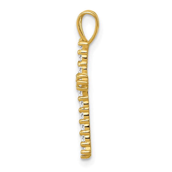 Million Charms 14K Yellow Gold Themed Polished (Cubic Zirconia) CZ Relgious Cross Chain Slide