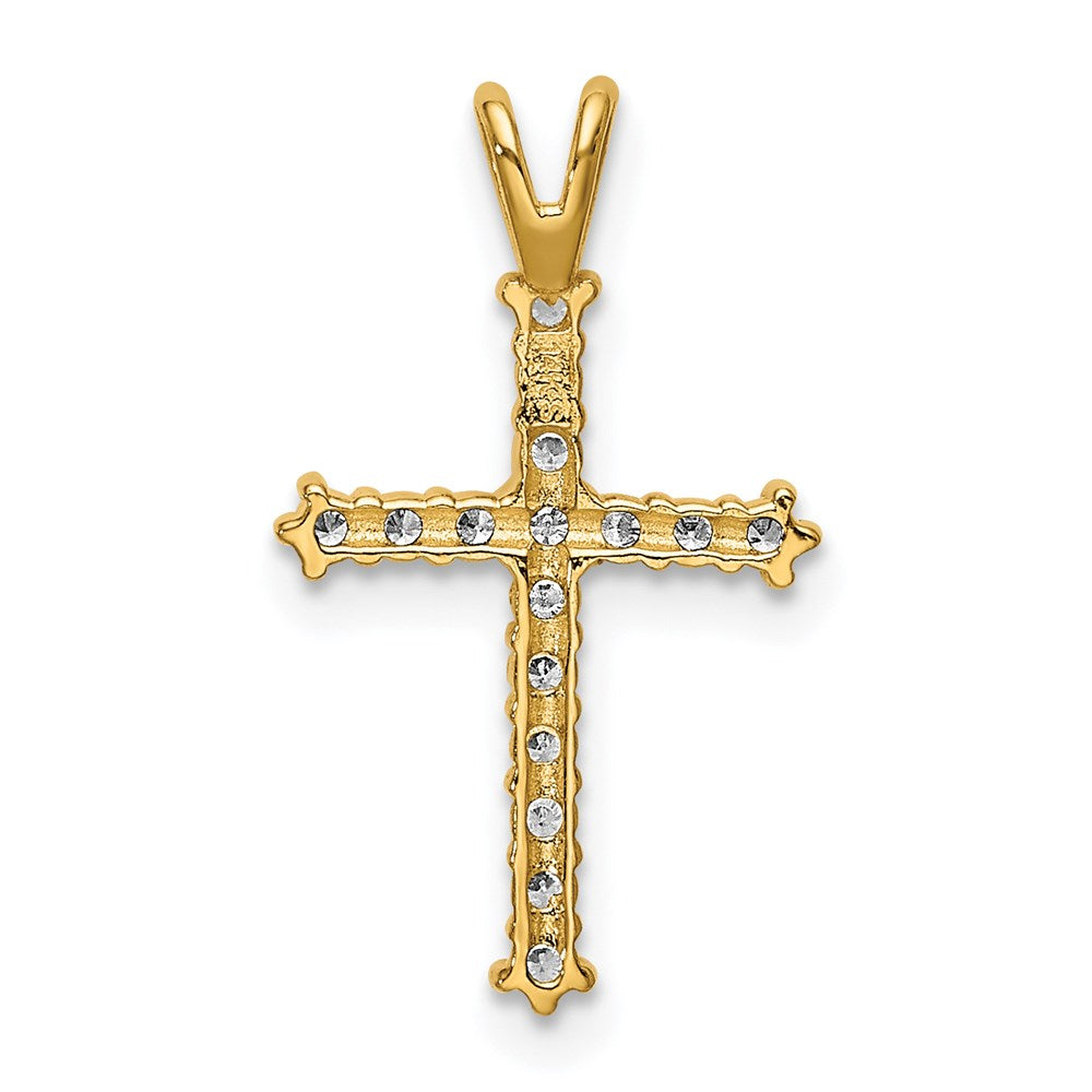 Million Charms 14K Yellow Gold Themed Polished (Cubic Zirconia) CZ Relgious Cross Chain Slide