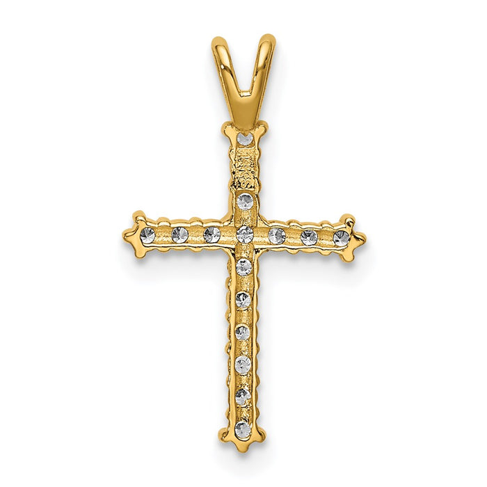 Million Charms 14K Yellow Gold Themed Polished (Cubic Zirconia) CZ Relgious Cross Chain Slide