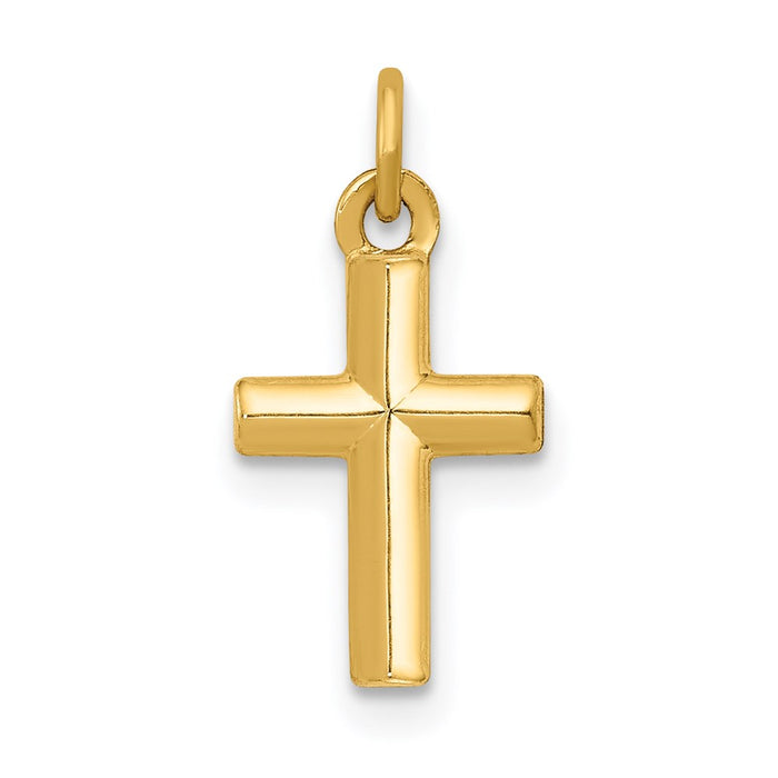 Million Charms 14K Yellow Gold Themed Polished Relgious Cross Pendant