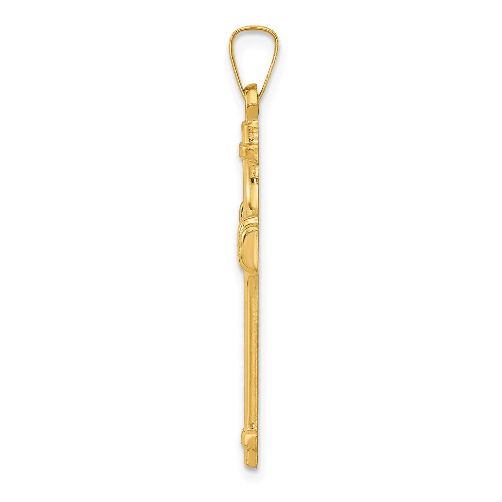 Million Charms 14K Yellow Gold Themed Polished Relgious Cross Pendant