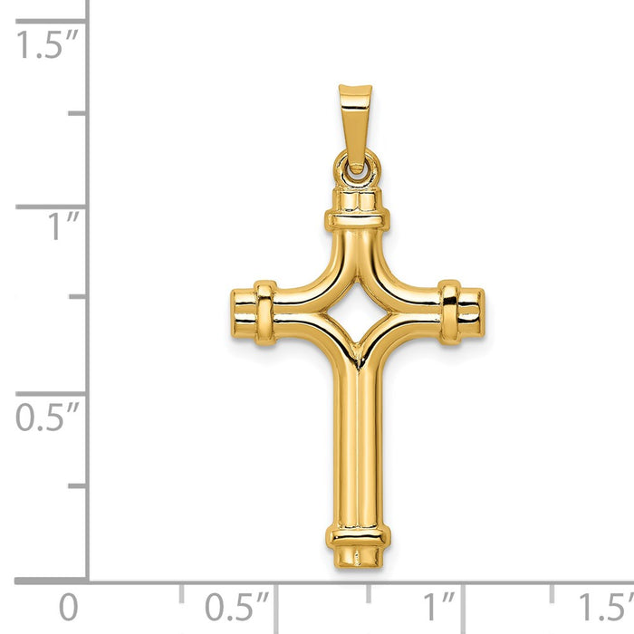 Million Charms 14K Yellow Gold Themed Polished Relgious Cross Pendant