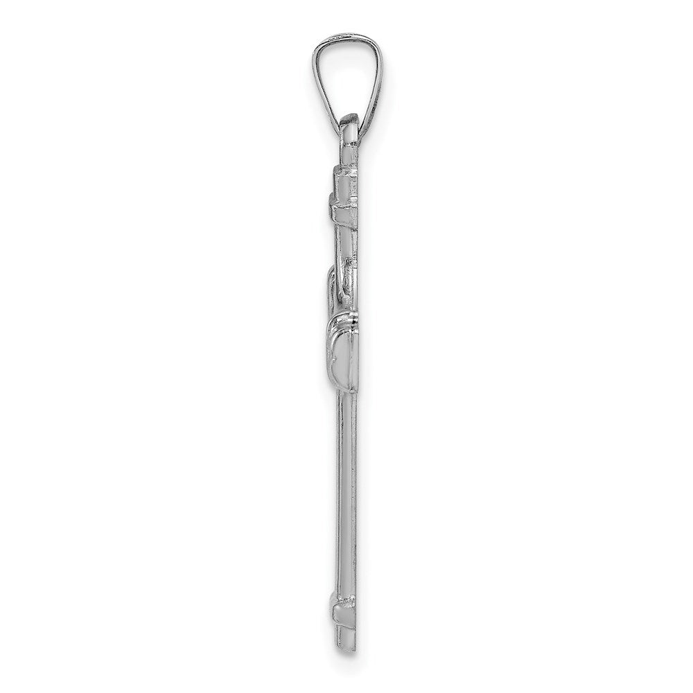 Million Charms 14K White Gold Themed Polished Fancy Relgious Cross Pendant