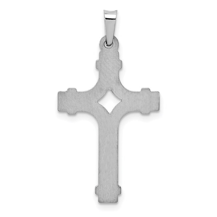 Million Charms 14K White Gold Themed Polished Fancy Relgious Cross Pendant