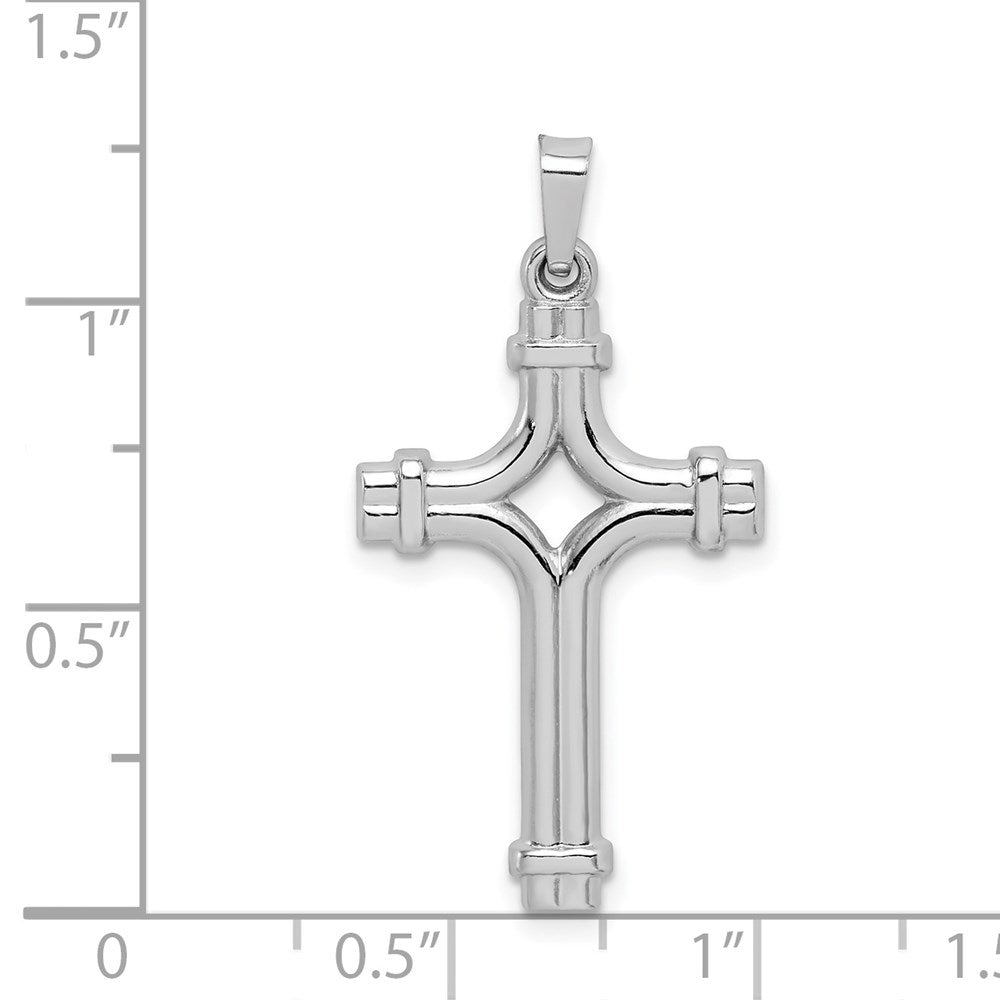 Million Charms 14K White Gold Themed Polished Fancy Relgious Cross Pendant